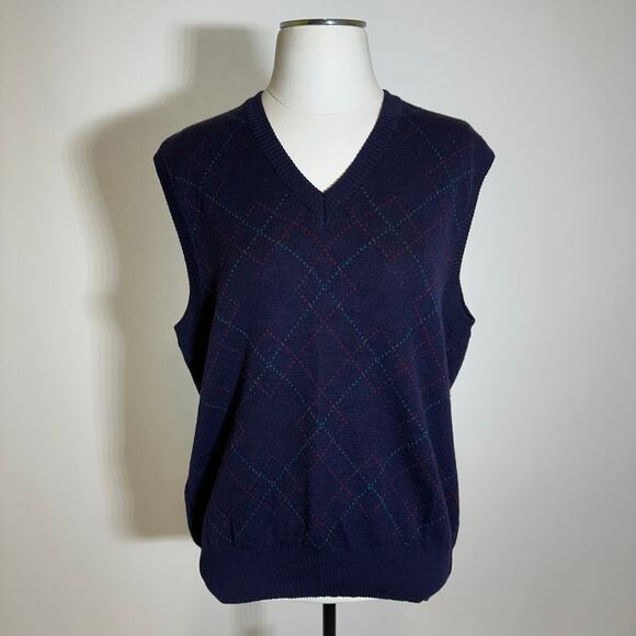 VTG Marshall Fields New Traditions 100% Wool Sweater Vest Made Italy Mens Large - Picture 1 of 7